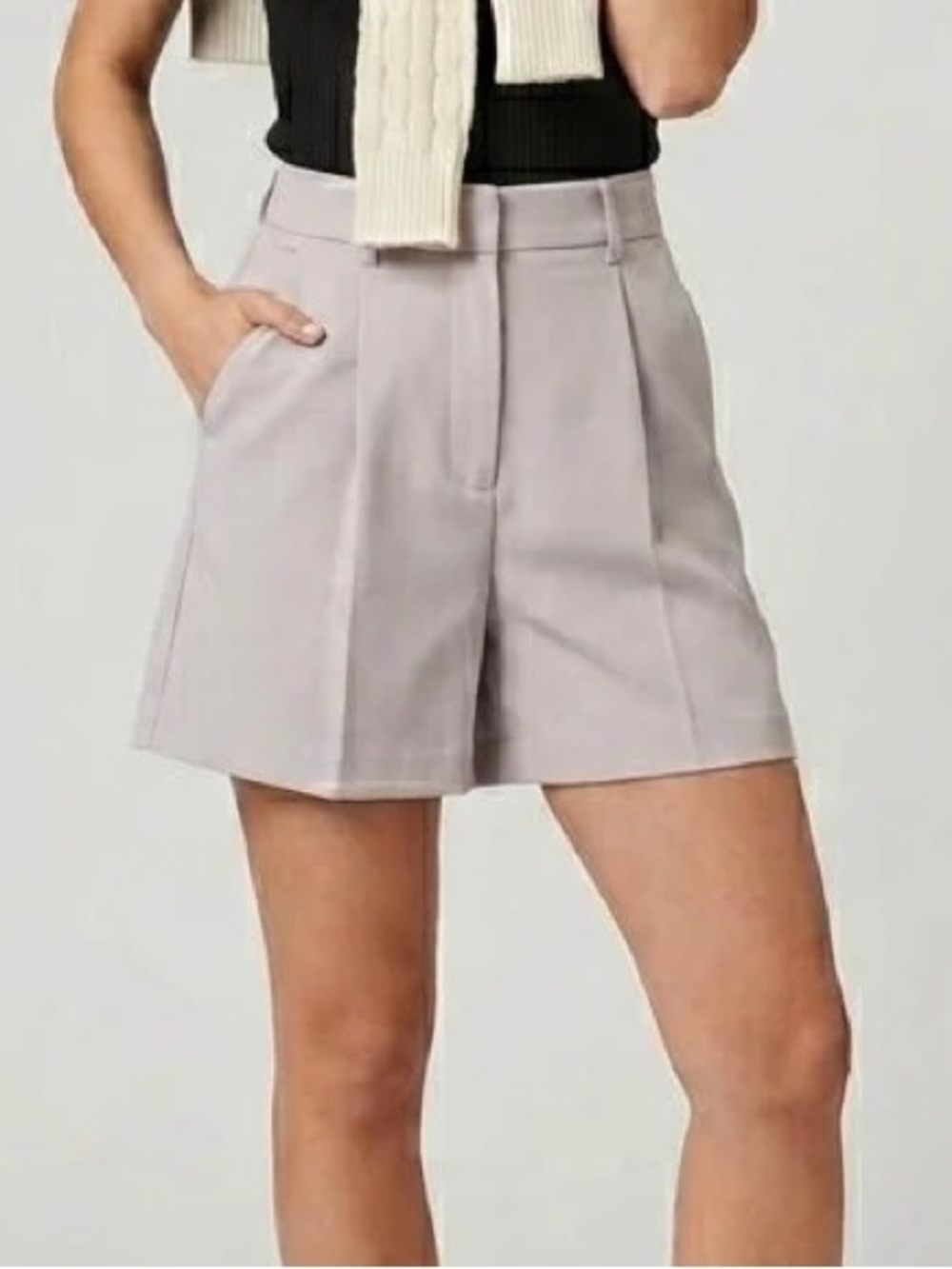 Abercrombie & Fitch Beige Sloane High Rise Pleated Tailored Dress Shorts 30 10